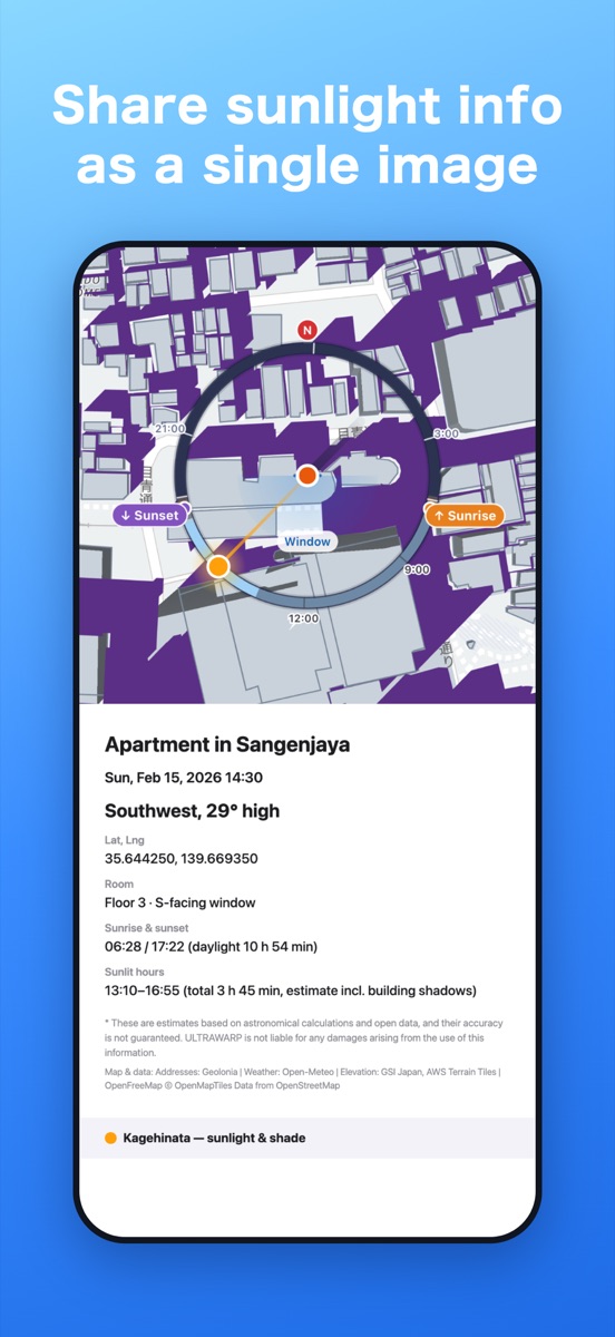 Share sunlight info as a single image